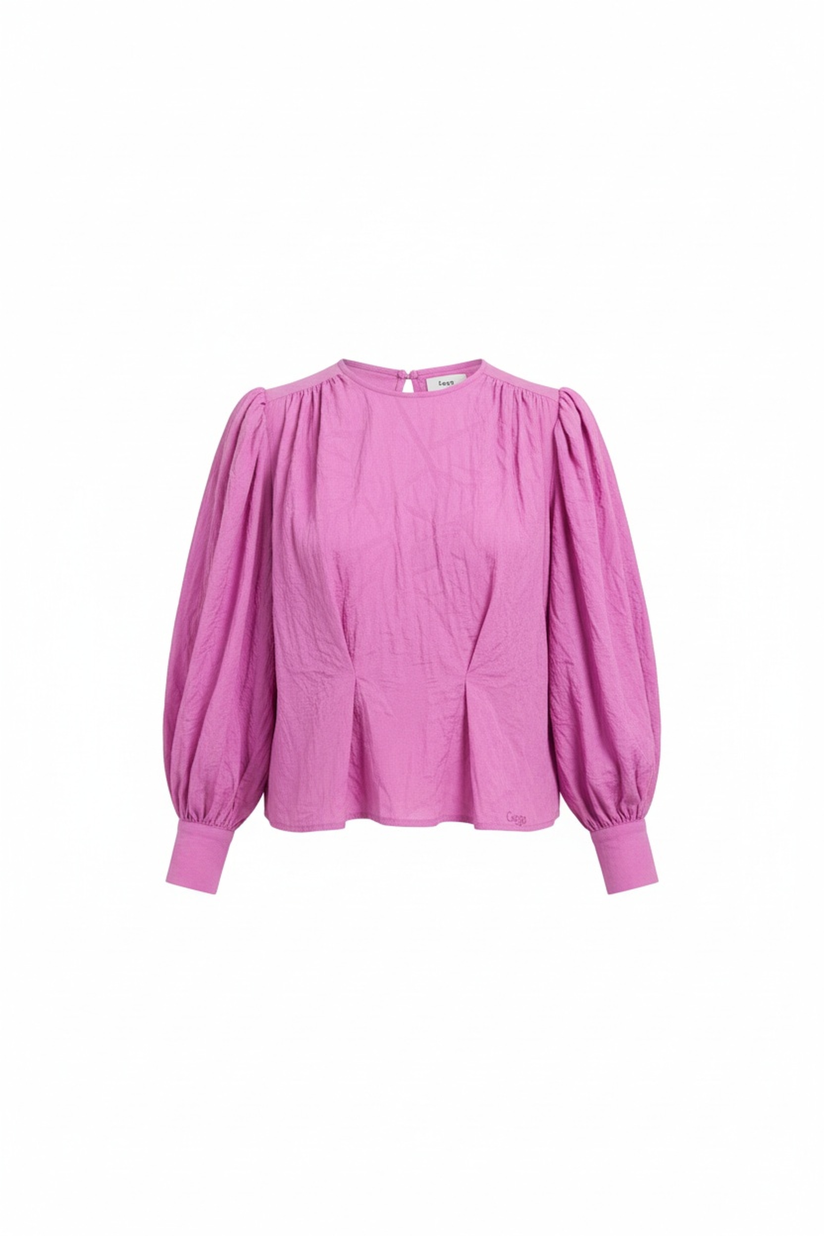 Textured Pink Blouse with Elegant Puff Sleeves zdjęcie 1