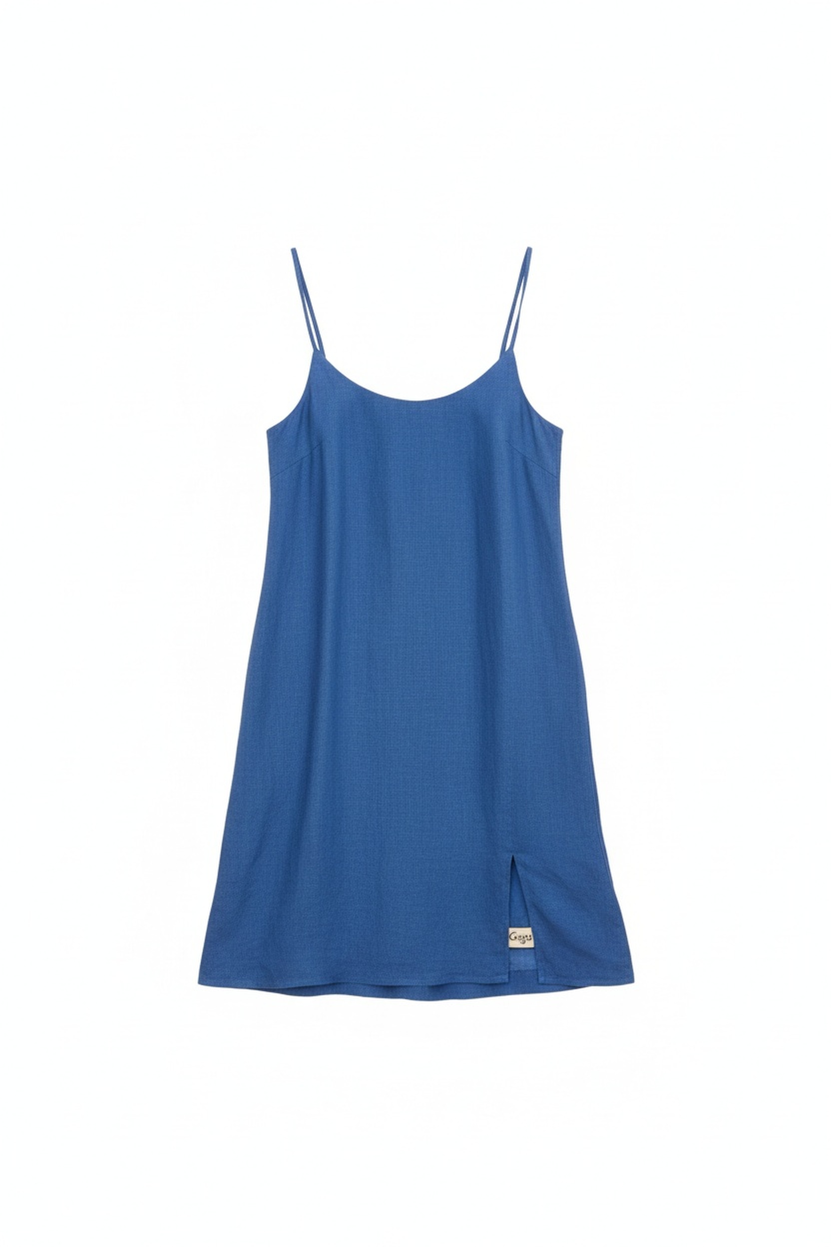 Blue Linen Blend Mini Slip Dress zdjęcie 1