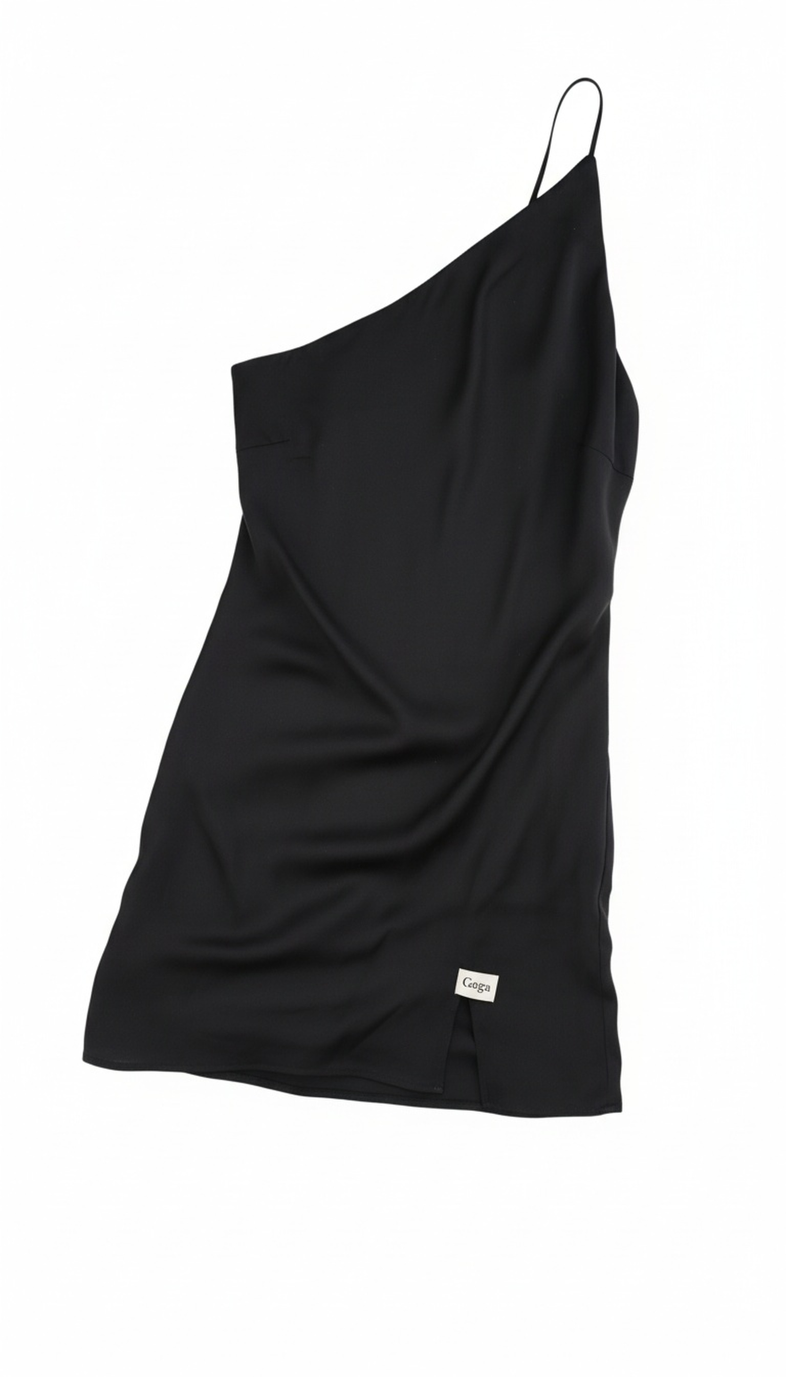 Chic Black Mini Slip Dress with Slit Detail zdjęcie 1