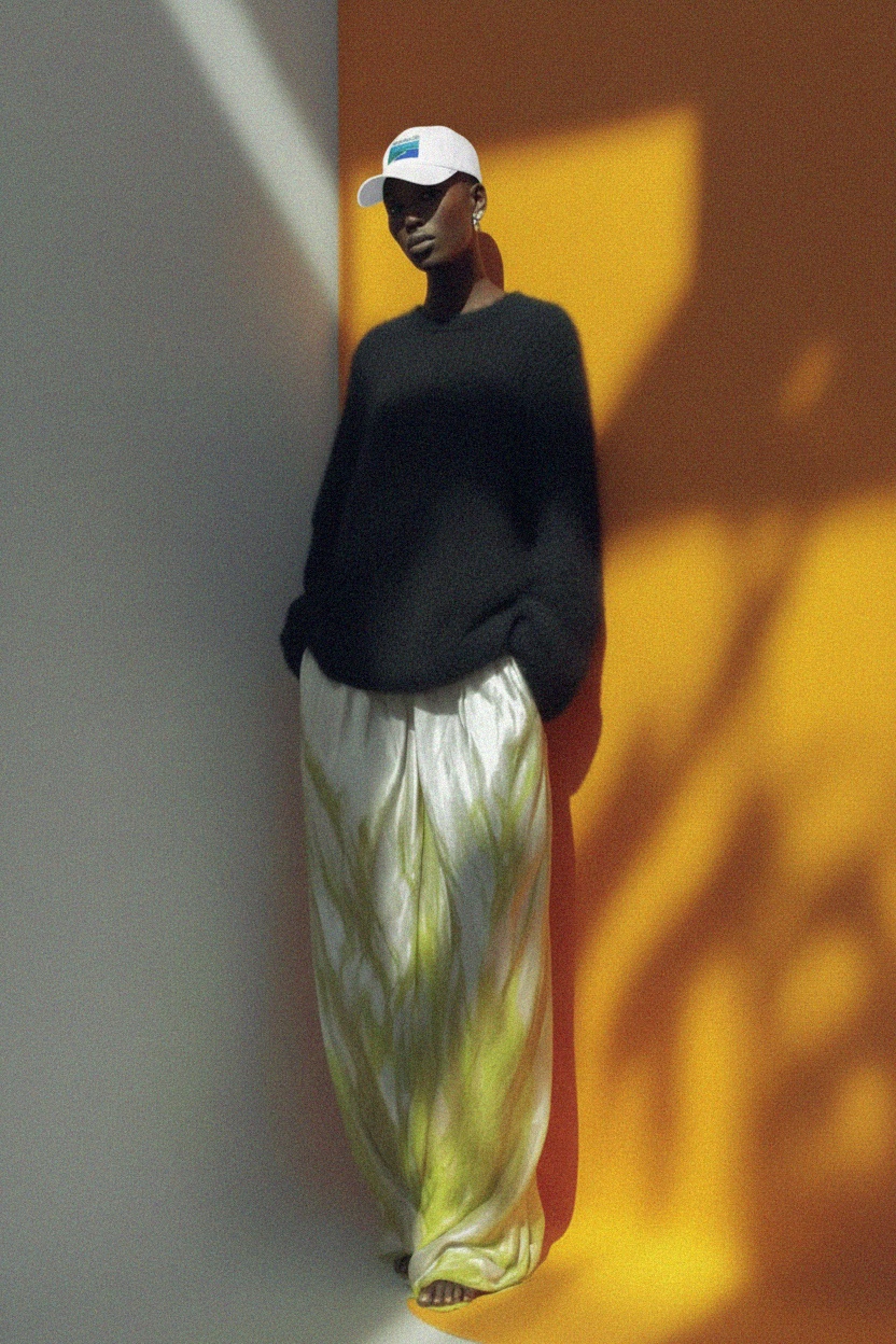 White Baseball Cap with Scenic Landscape Design zdjęcie 2