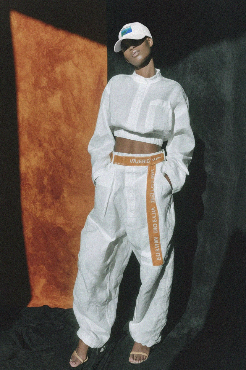 White Baseball Cap with Scenic Landscape Design zdjęcie 3