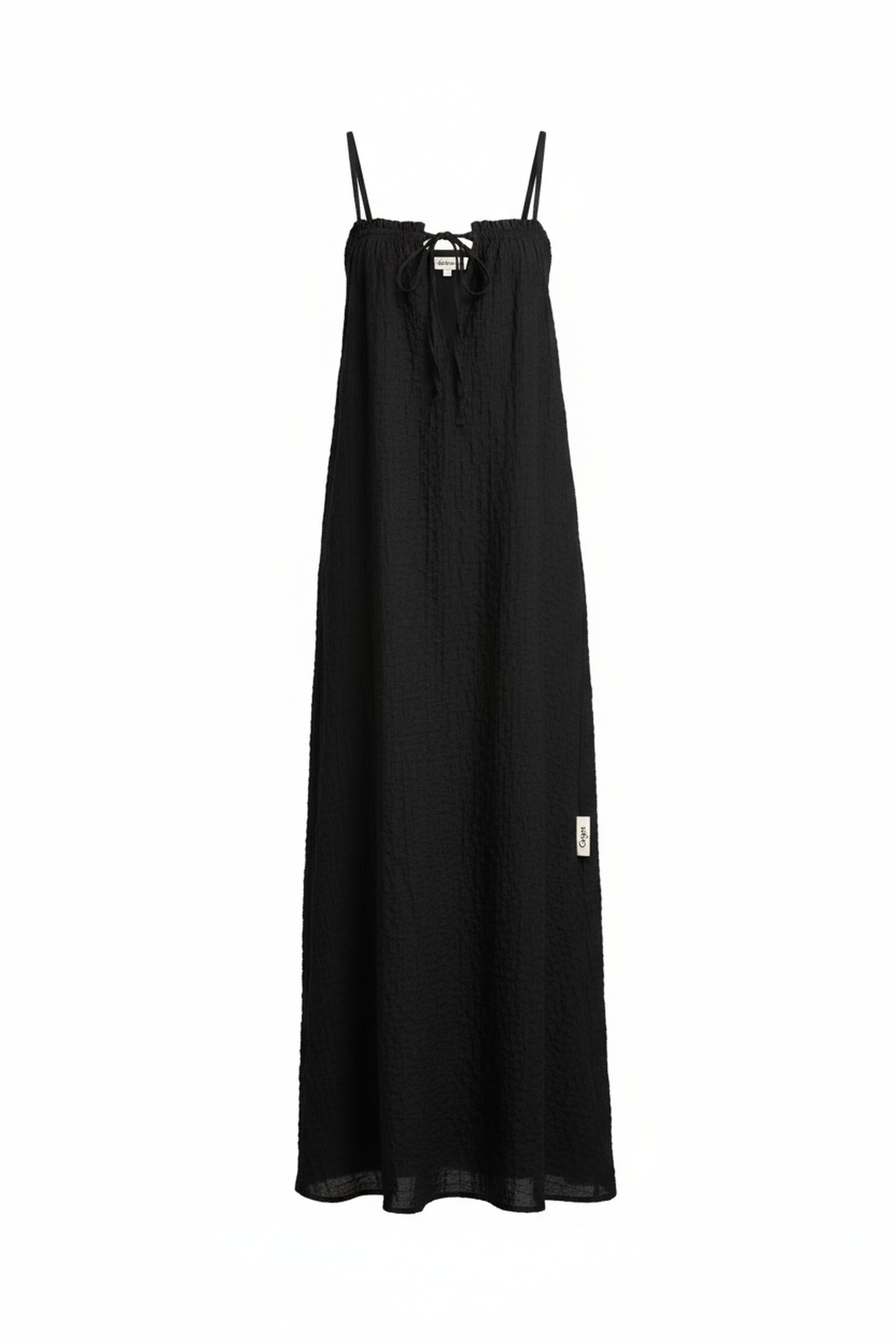 Black Textured Maxi Dress with Tie-Front Straps zdjęcie 1