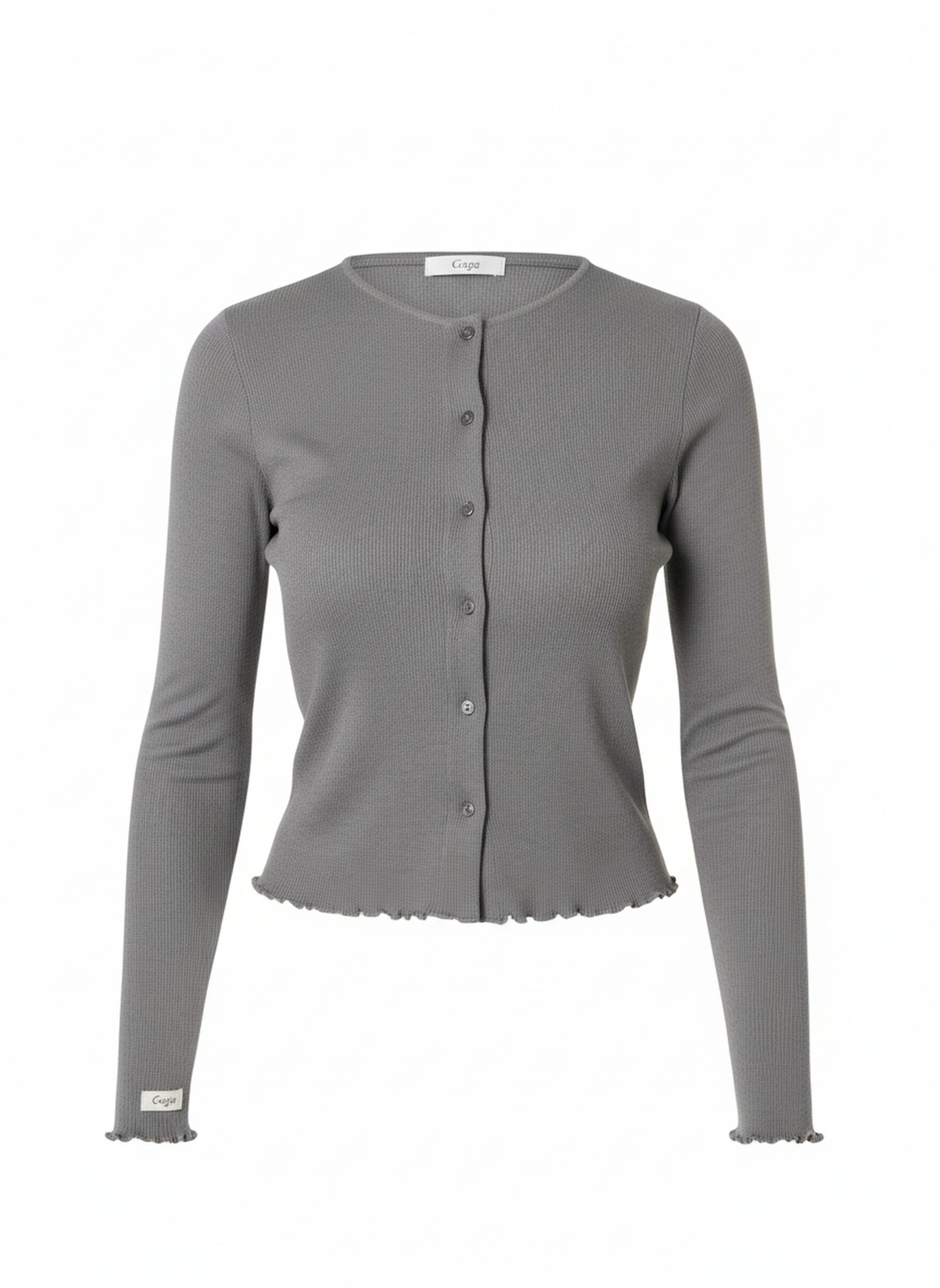 Chic Ribbed Button-Front Knit Cardigan in Grey zdjęcie 1