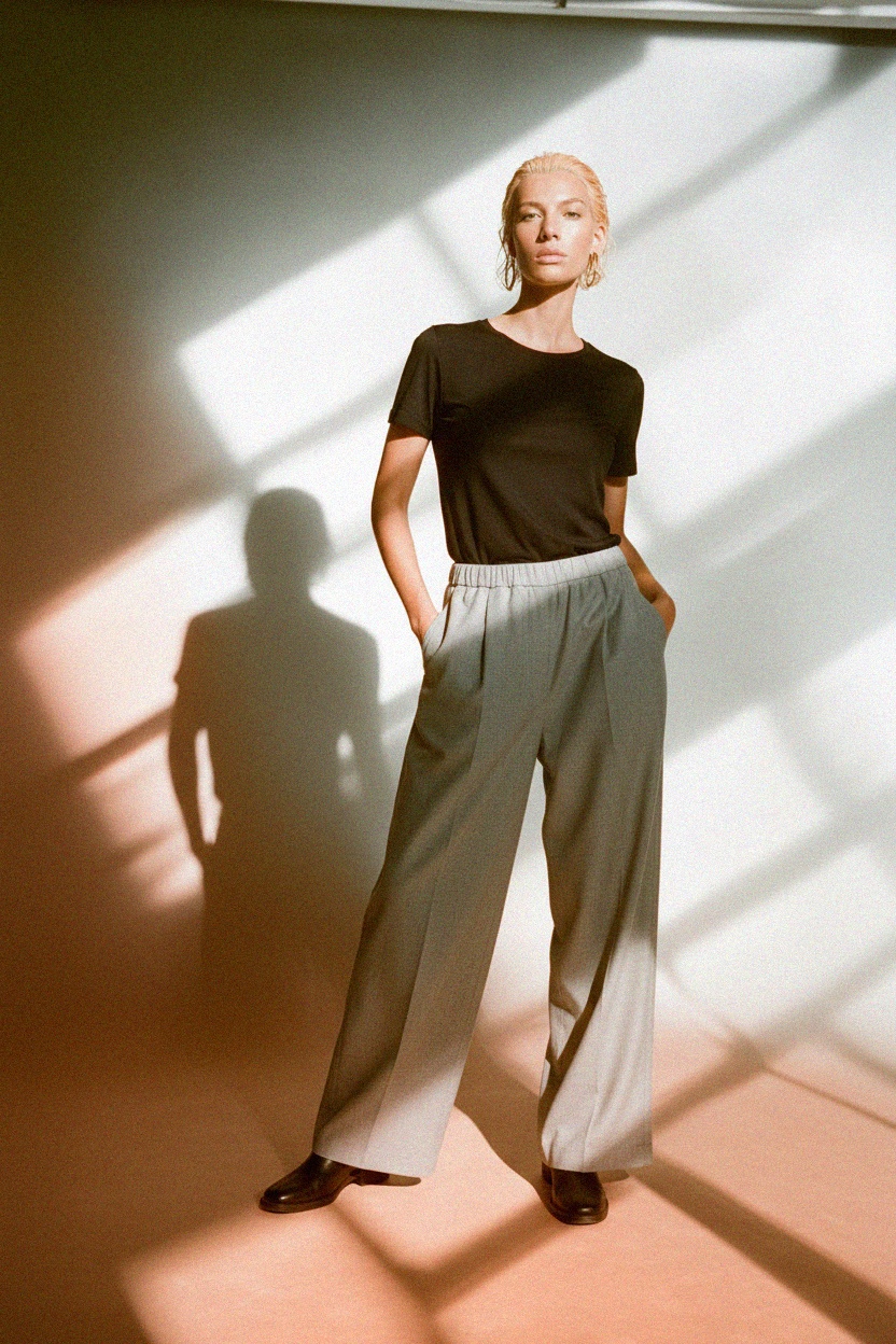 Stylish Grey Wide-Leg Pants zdjęcie 3