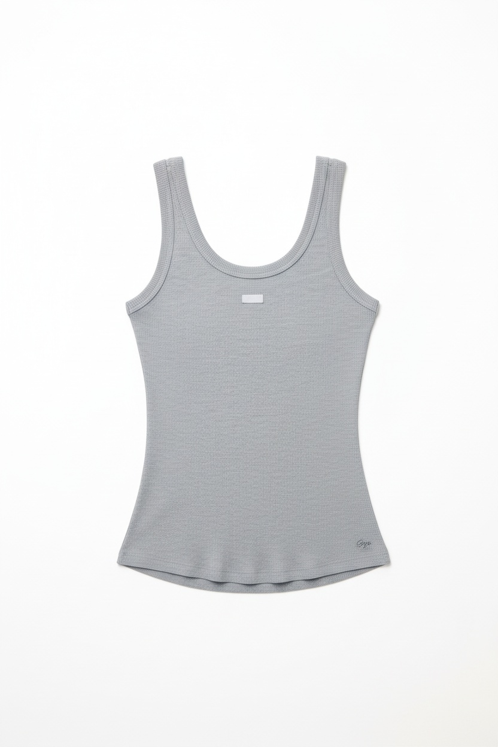Essential Grey Ribbed Scoop Neck Tank Top zdjęcie 1