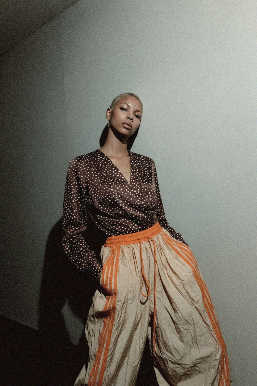 Polka Dot V-Neck Long Sleeve Blouse zdjęcie 3