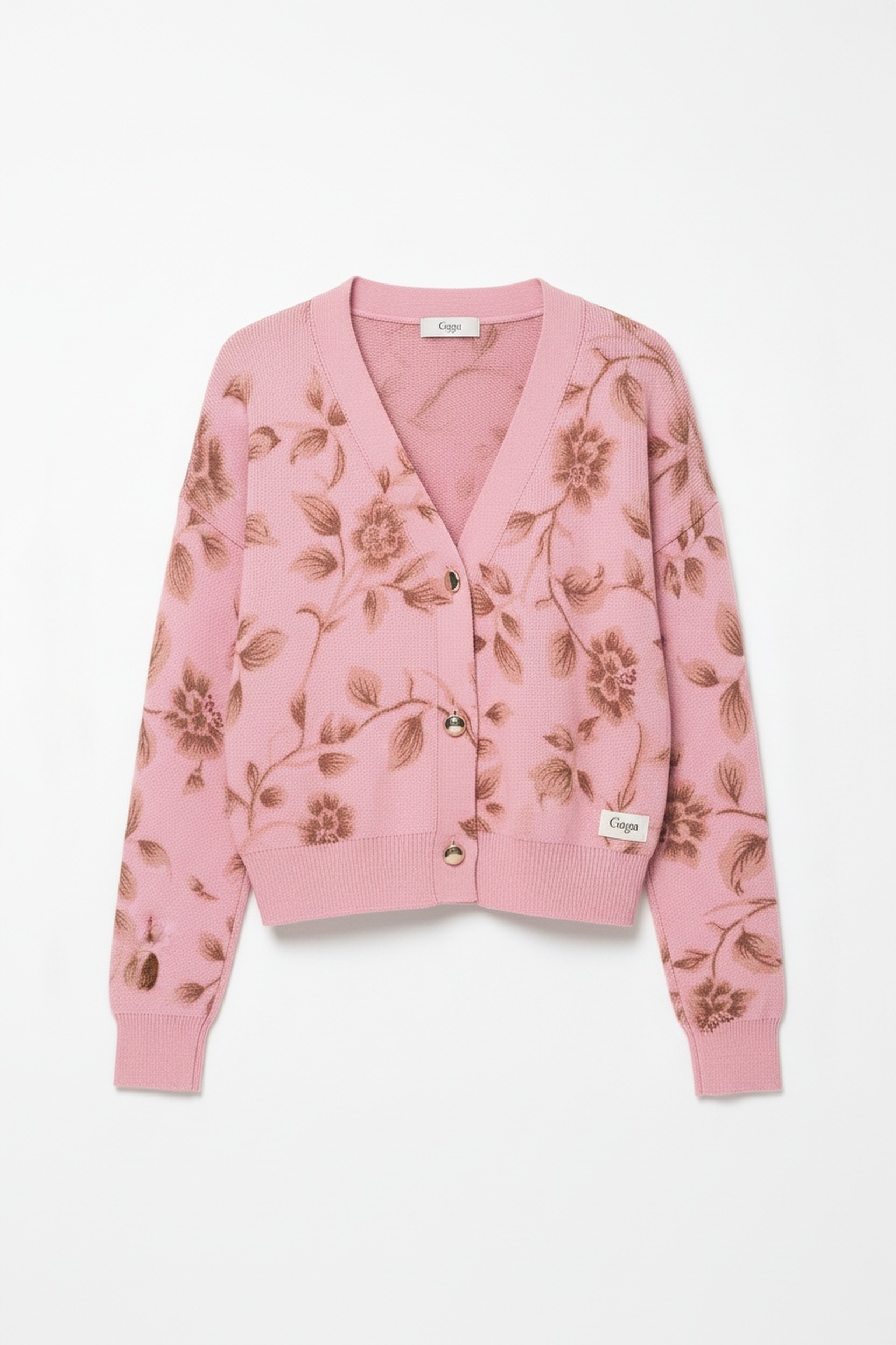 Pink Floral Knit Cardigan zdjęcie 1