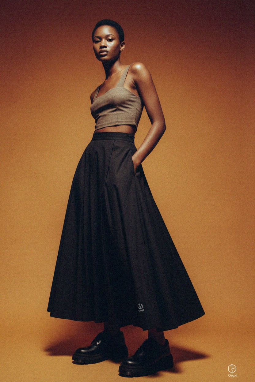 Elegancka czarna zwiewna spódnica maxi zdjęcie 3