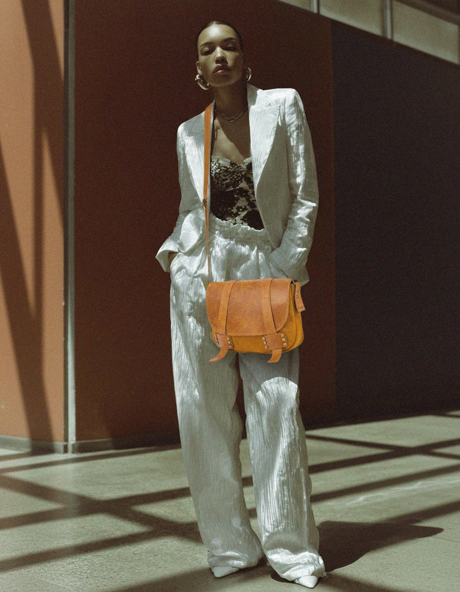 Brązowa skórzana torba na ramię z klapką zdjęcie 3