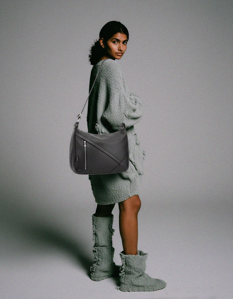 Klasyczna czarna skórzana torba na ramię zdjęcie 2