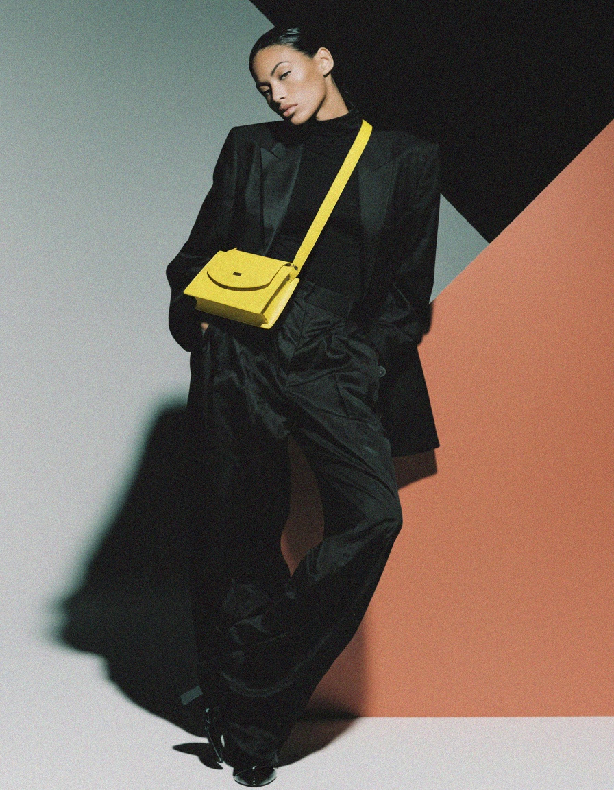 Torba na ramię Venezia z jasnożółtej skóry groszkowanej z klapką zdjęcie 3