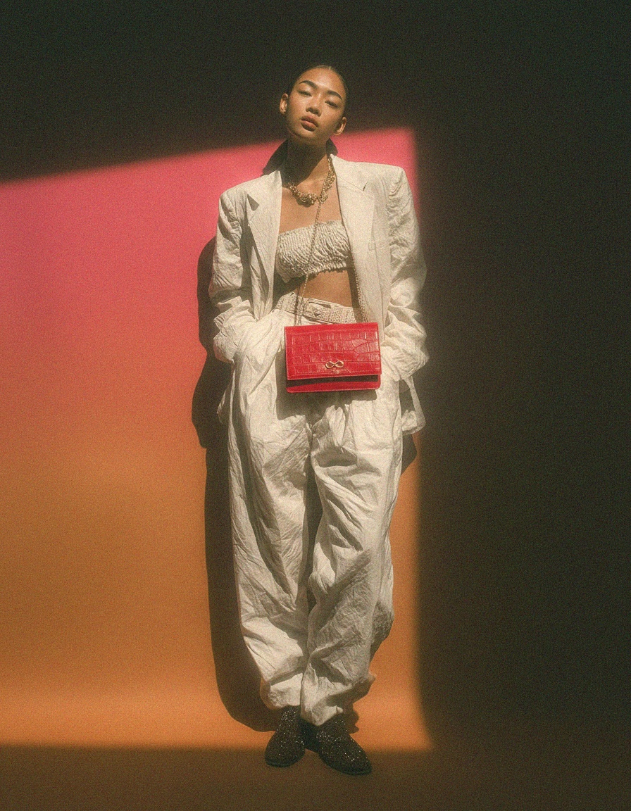 Czerwona torebka na ramię z wytłoczonym wzorem krokodyla od Venezia zdjęcie 3