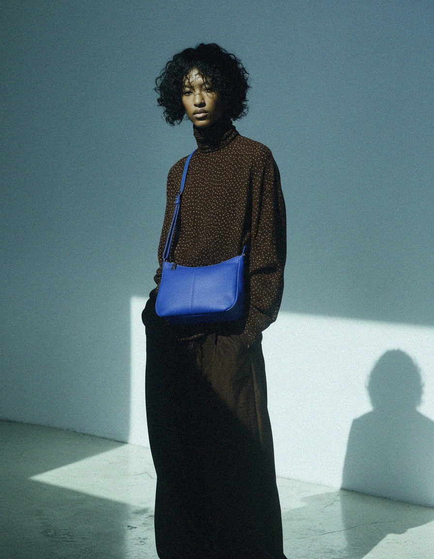 Jaskrawa niebieska skórzana torba na ramię zdjęcie 2