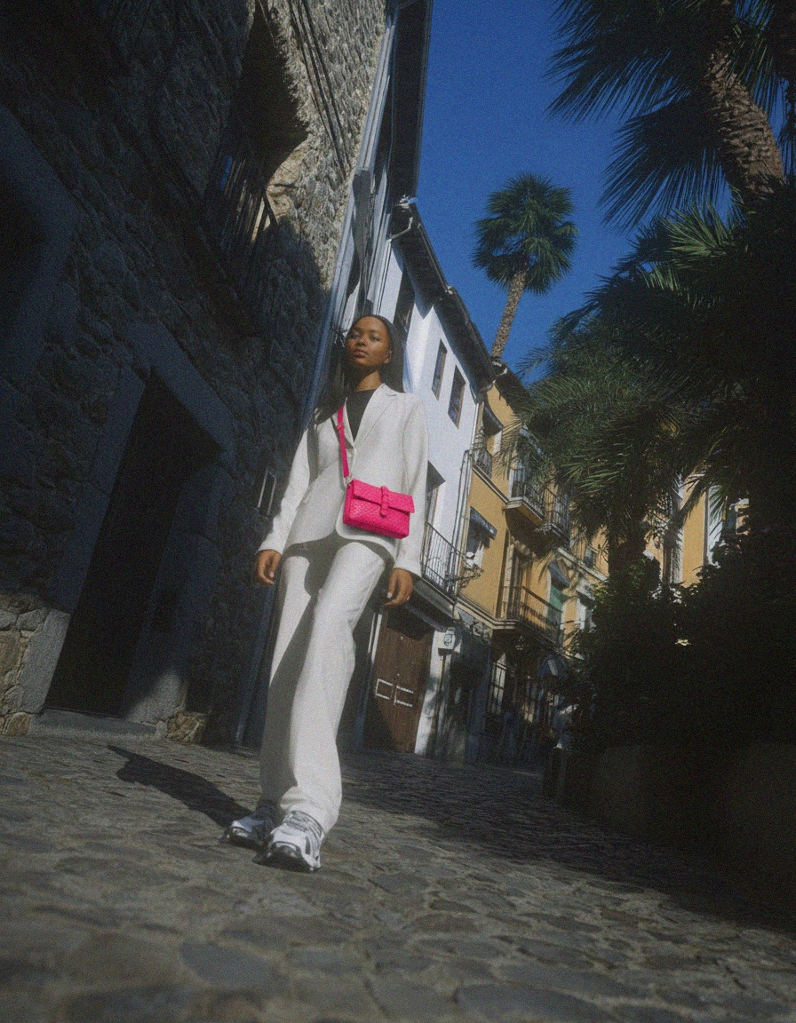 Żywa różowa pleciona torba na ramię zdjęcie 2