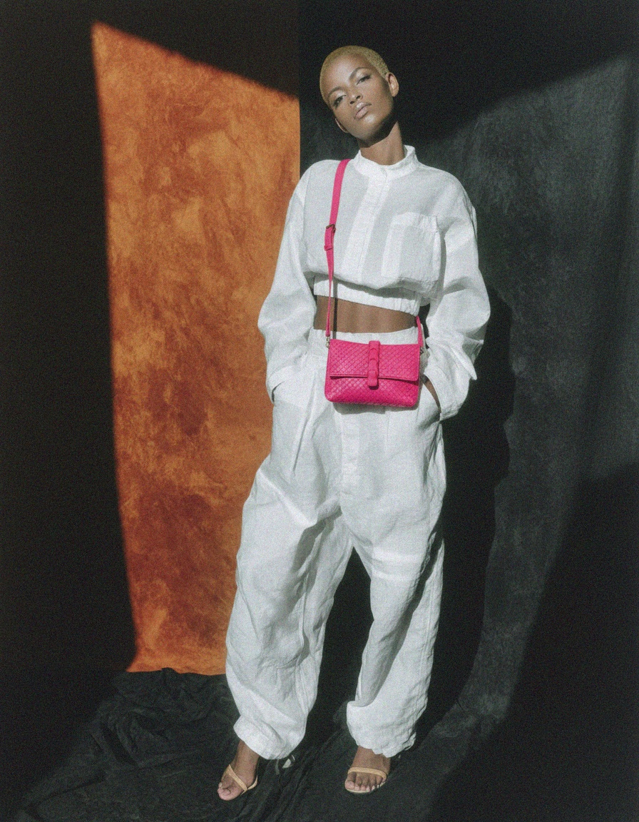 Żywa różowa pleciona torba na ramię zdjęcie 3