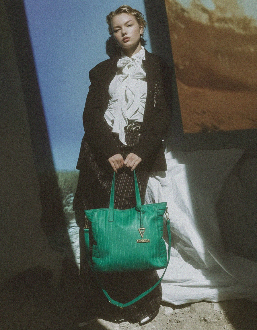 Torba skórzana w kolorze szmaragdowej zieleni z odpinanym paskiem zdjęcie 3