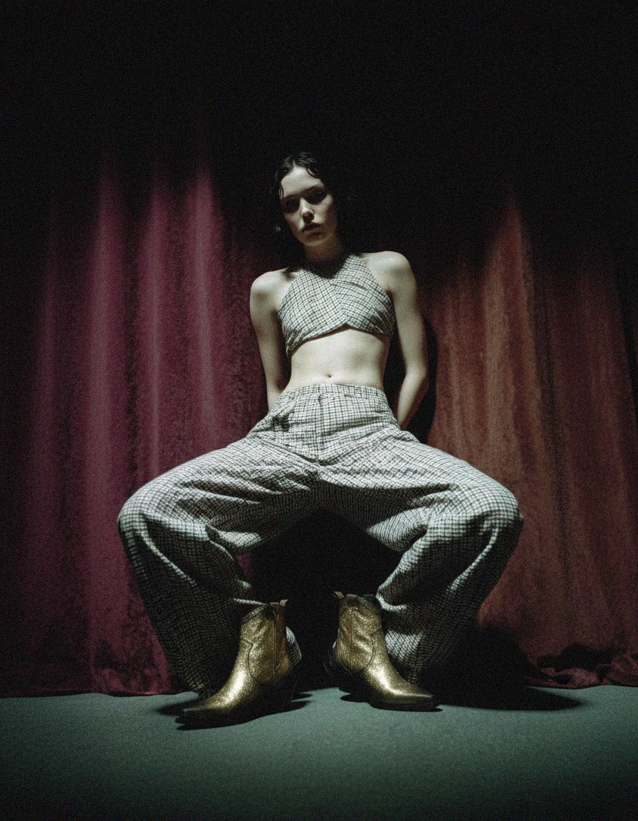 Błyszczące złote botki w stylu western zdjęcie 3