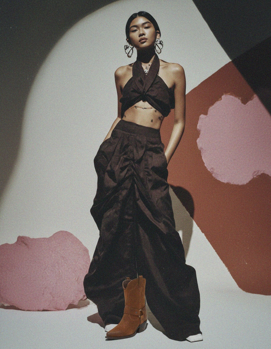 Brązowe zamszowe botki w stylu western z ozdobnymi uprzężami zdjęcie 3