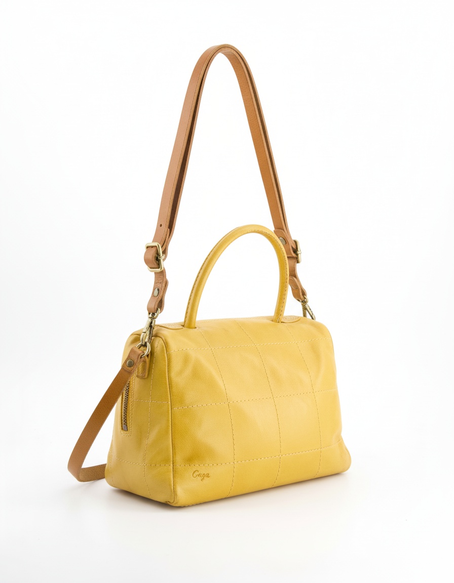 Chic Yellow Quilted Handbag with Shoulder Strap zdjęcie 1