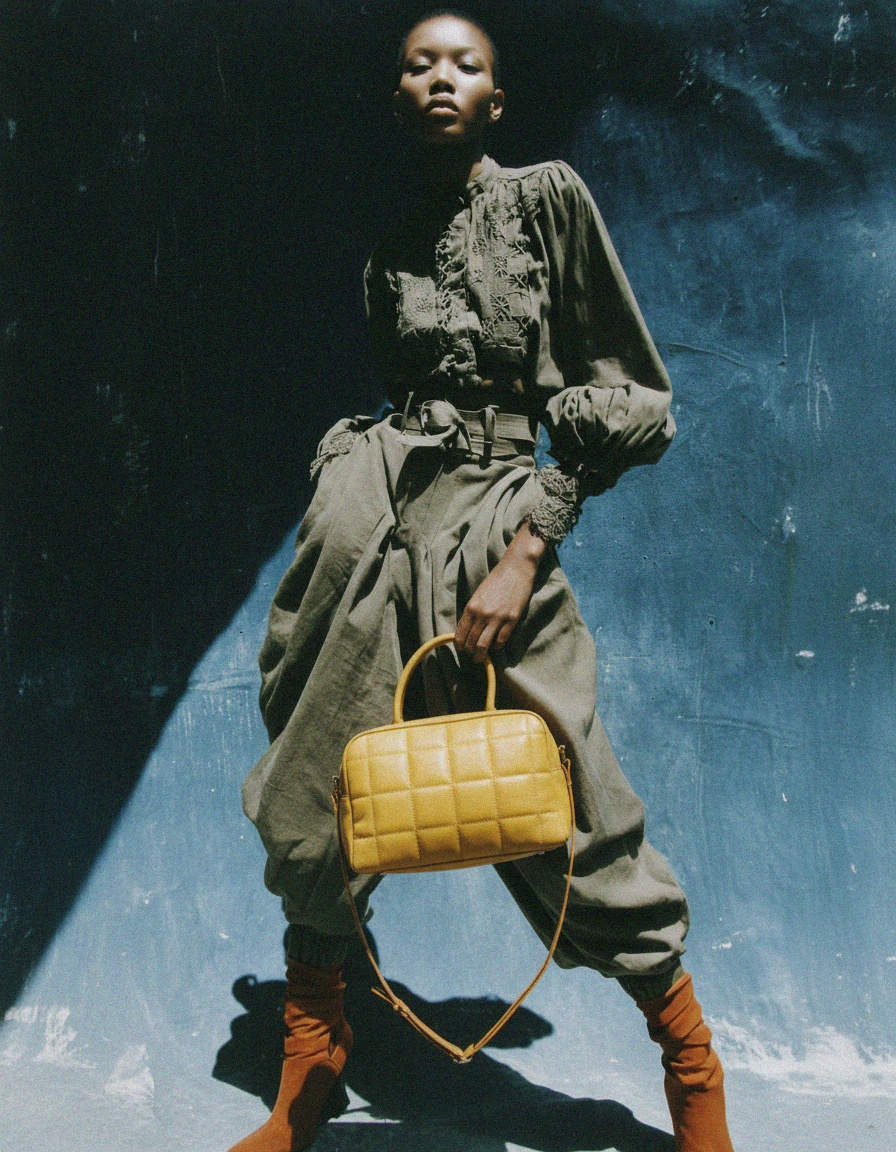 Elegancka żółta pikowana torebka z paskiem na ramię zdjęcie 3