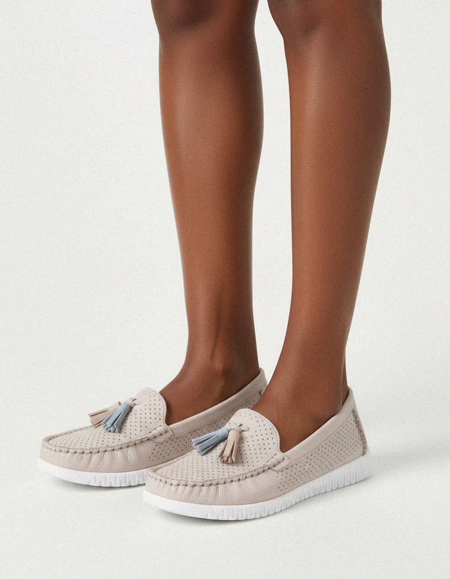 Perforated Loafers with Tassel Detail & Flexible Sole zdjęcie 2