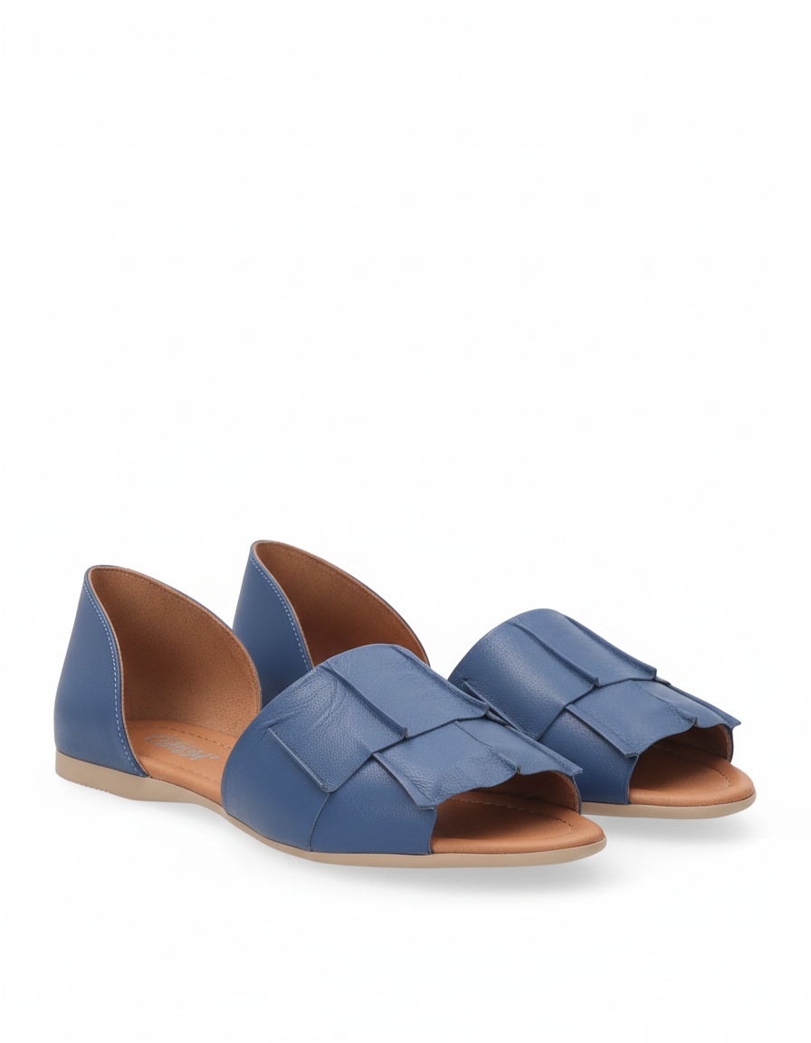 Blue Flat Sandals with Decorative Front Strap zdjęcie 1