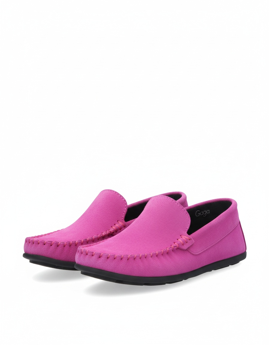 Pink Suede Moccasin Loafers zdjęcie 1