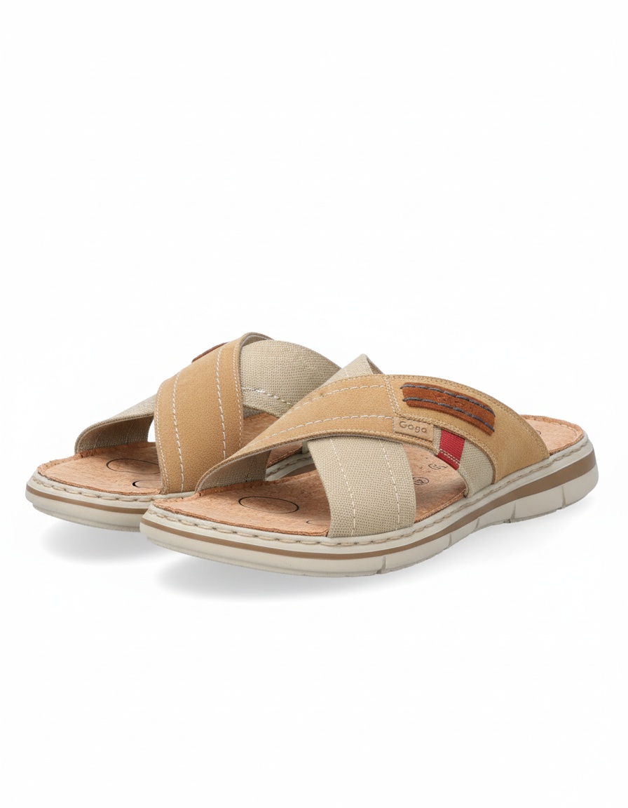 Criss-Cross Strap Comfort Sandals with Textured Footbed zdjęcie 1