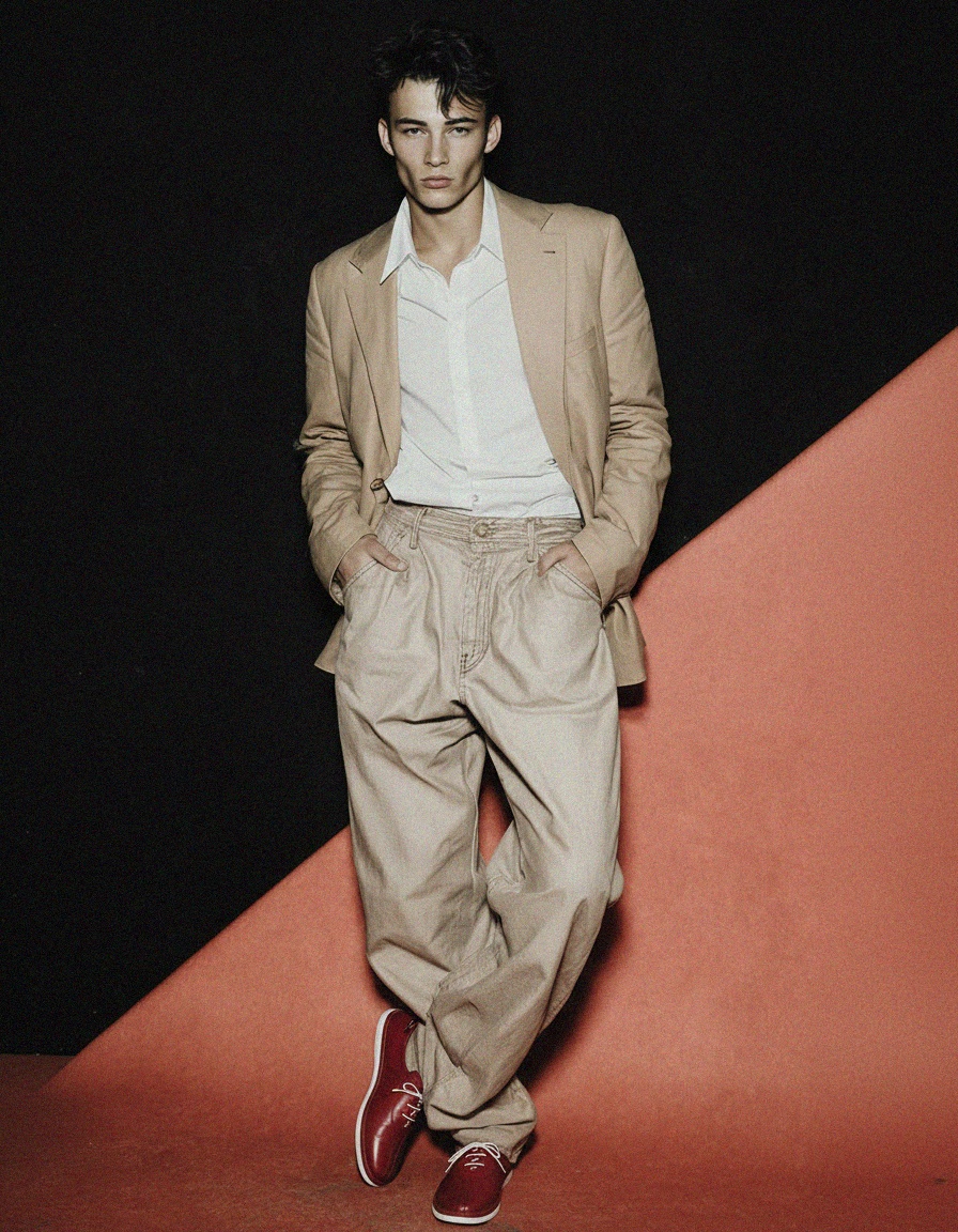 Czerwone skórzane trampki sznurowane zdjęcie 3