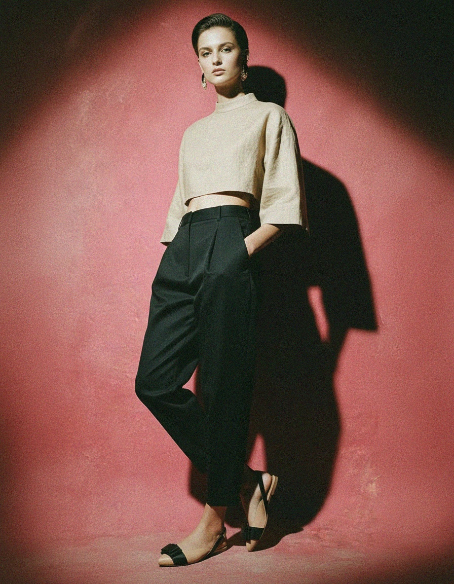 Beżowe i czarne płaskie półbuty typu slingback z noskiem w szpic i kokardą zdjęcie 3