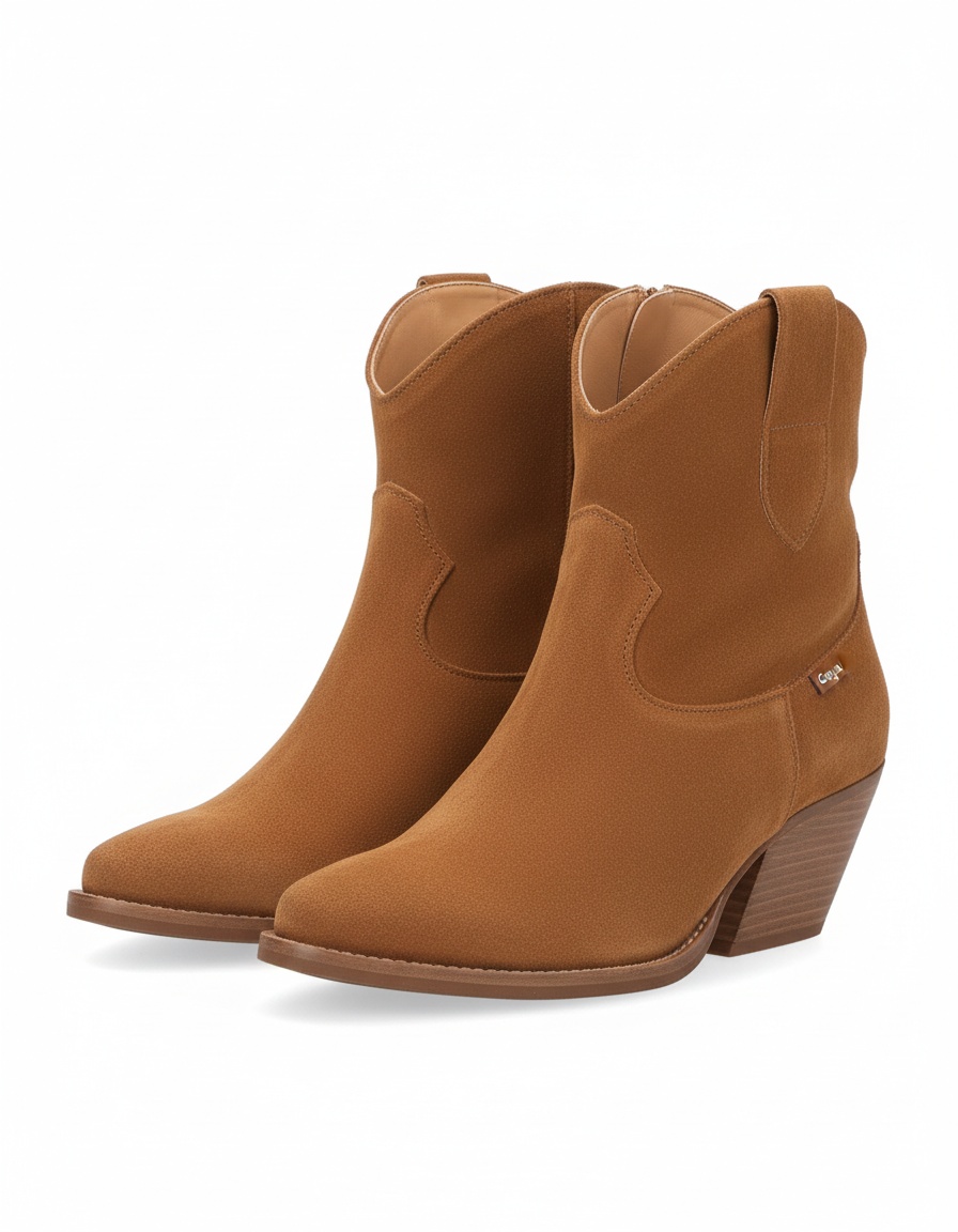 Classic Brown Suede Ankle Boots with Block Heel zdjęcie 1
