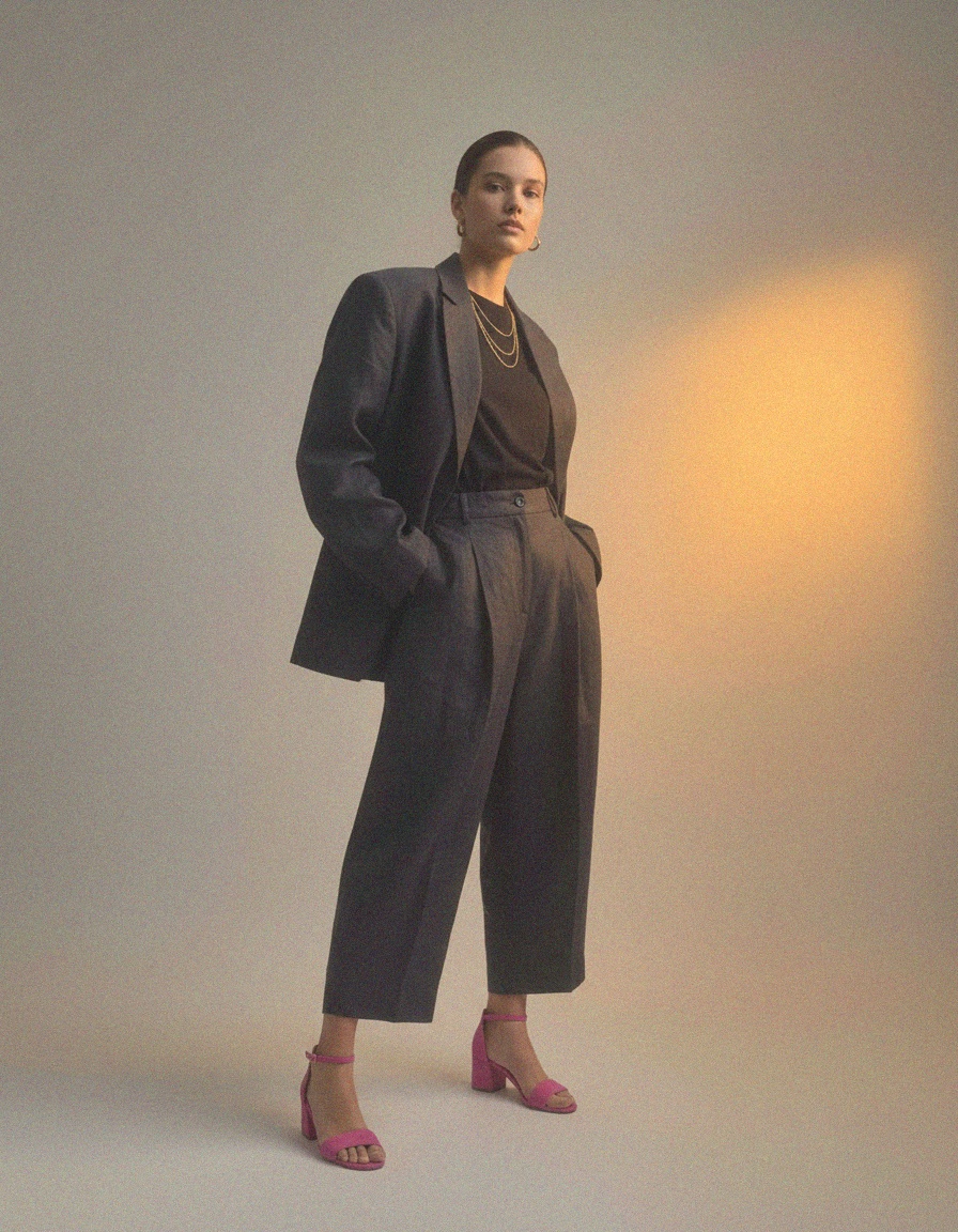 Różowe zamszowe sandały na klockowym obcasie z paskiem na kostce zdjęcie 3