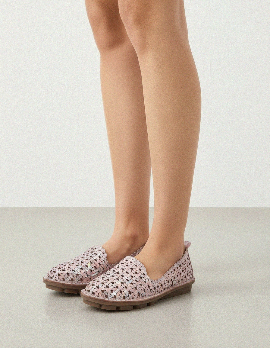 Pink Woven Loafers with Iridescent Detail zdjęcie 2