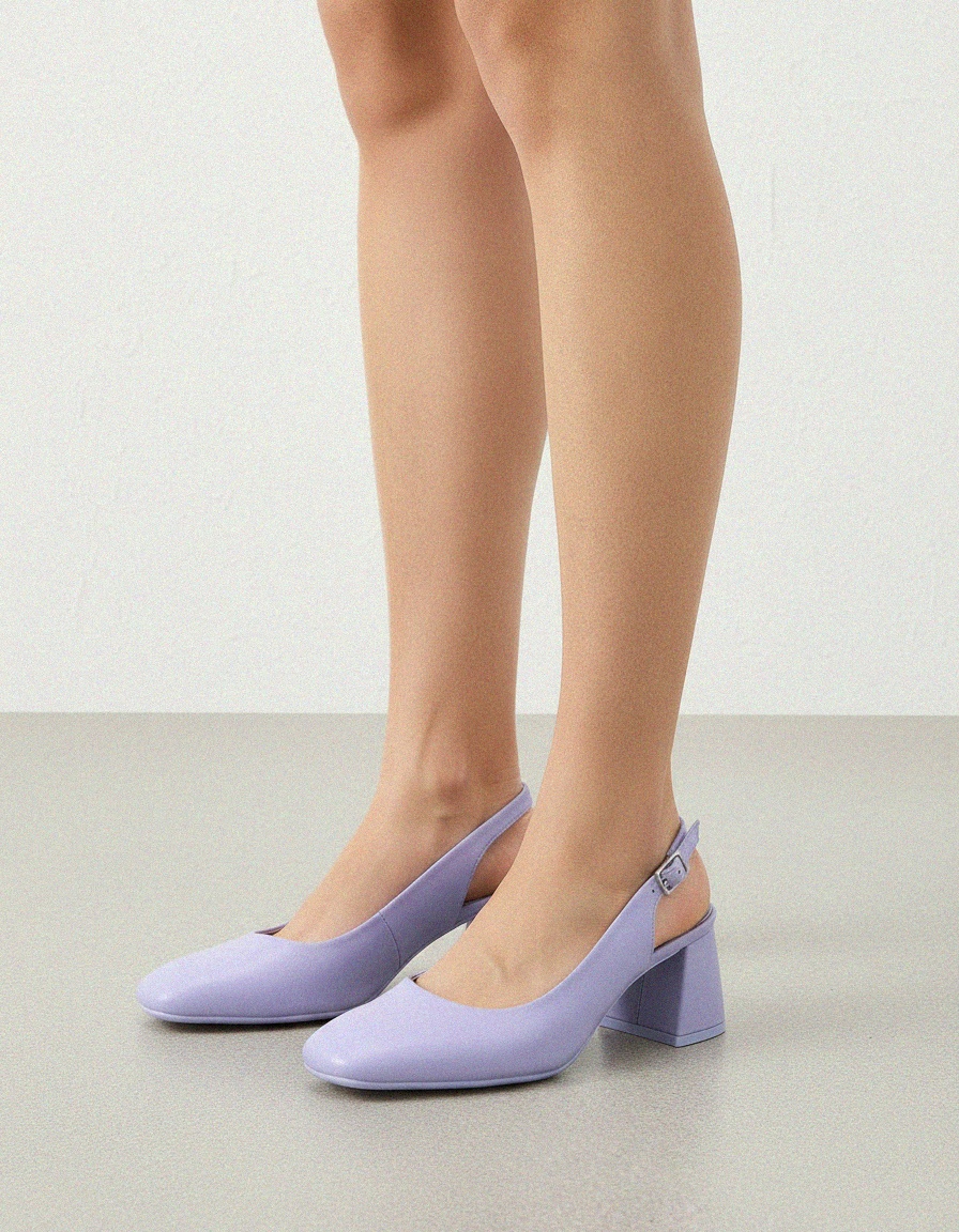 Purple Block Heel Slingback Pumps zdjęcie 2