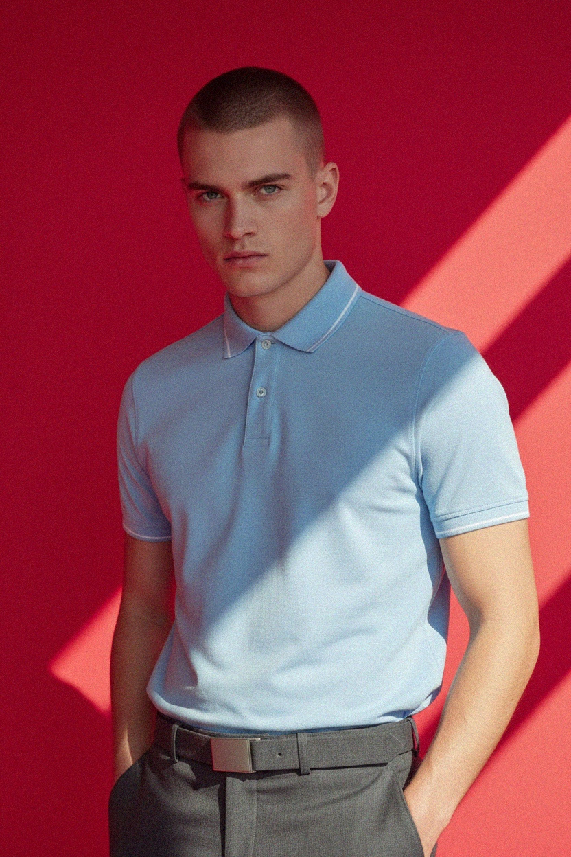 Classic Light Blue Polo Shirt for Everyday Wear zdjęcie 2