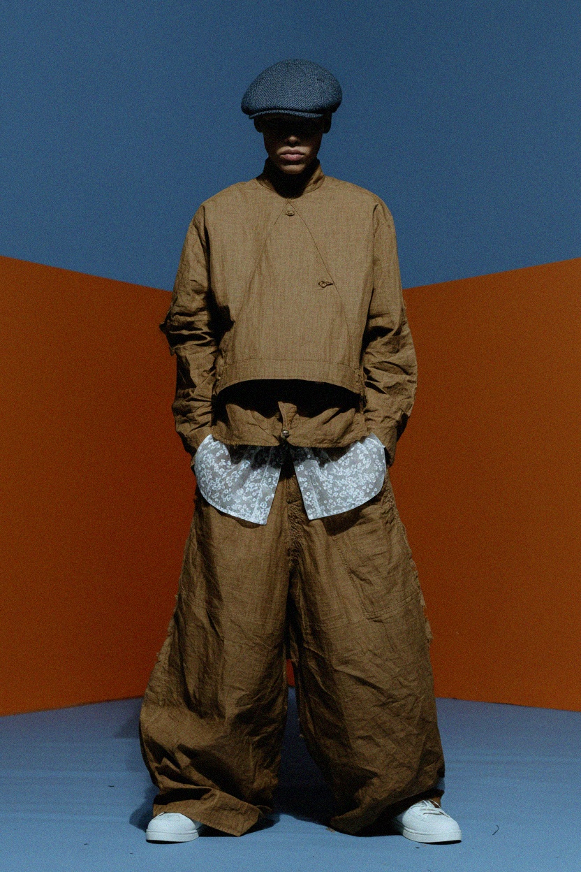 Klasyczna czapka z daszkiem w jodełkę zdjęcie 3