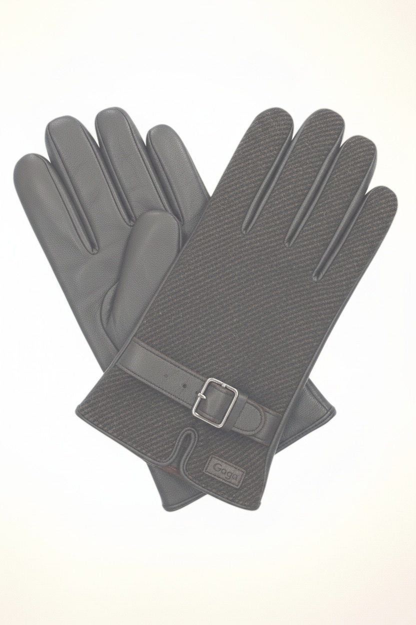 Classic Leather & Tweed Gloves with Adjustable Strap zdjęcie 1