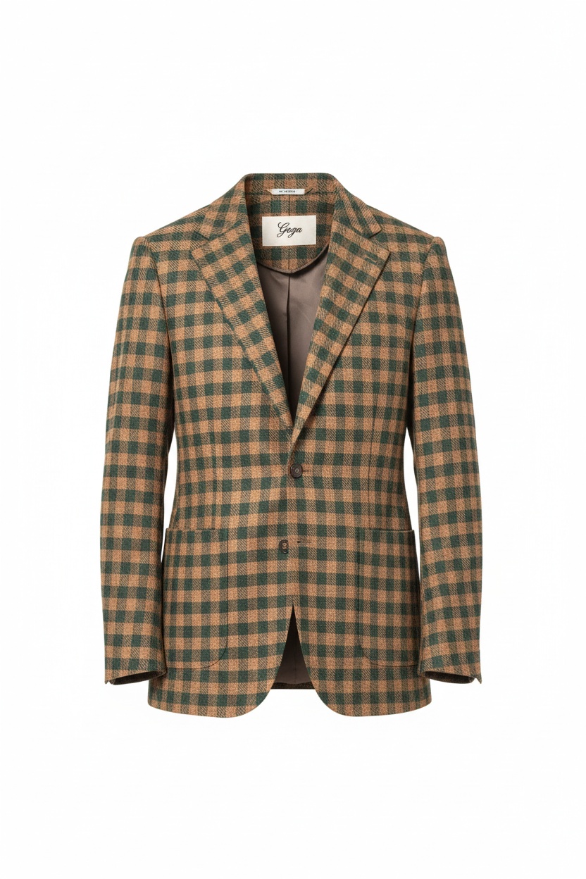 Brown & Green Check Blazer zdjęcie 1