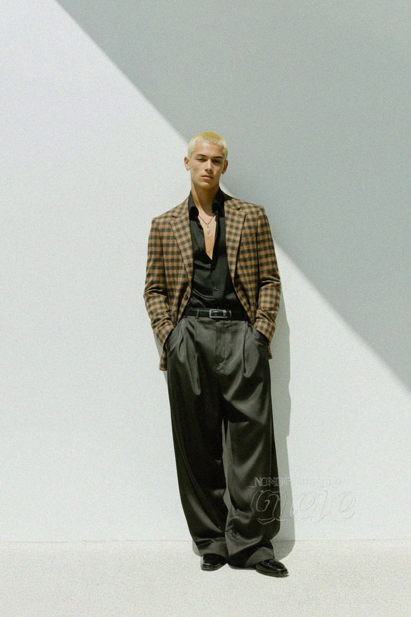 Brown & Green Check Blazer zdjęcie 2