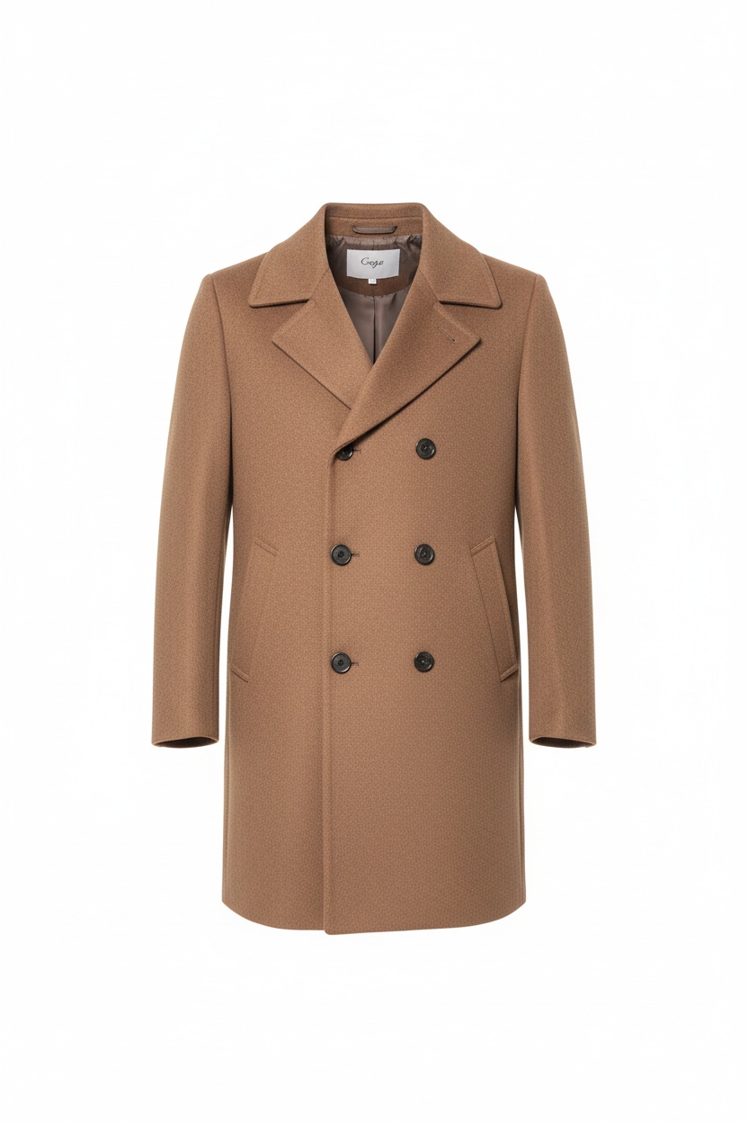 Classic Brown Double-Breasted Coat zdjęcie 1