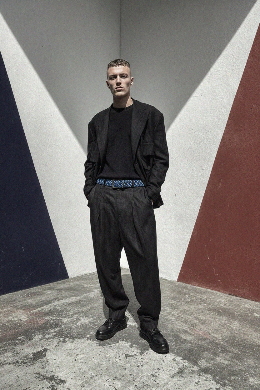 Blue Multi-Tone Woven Elastic Belt zdjęcie 2