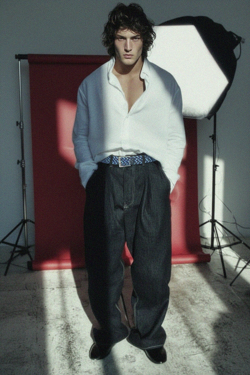 Niebieski wielokolorowy tkany elastyczny pasek zdjęcie 3