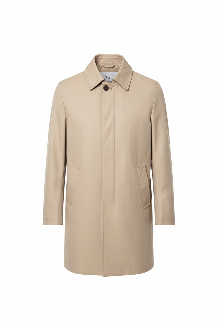 Classic Beige Mid-Length Coat zdjęcie 1
