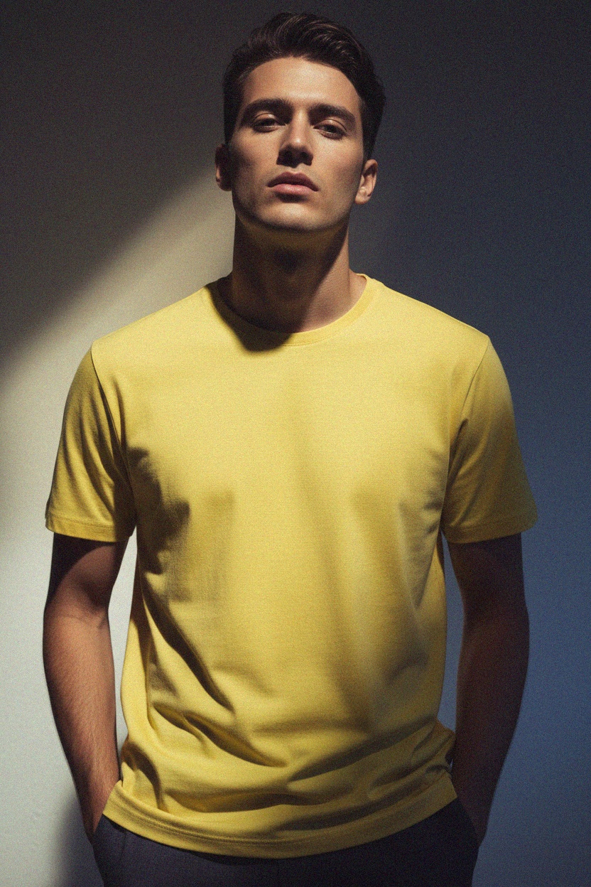 Essential Yellow Crew Neck T-shirt zdjęcie 2