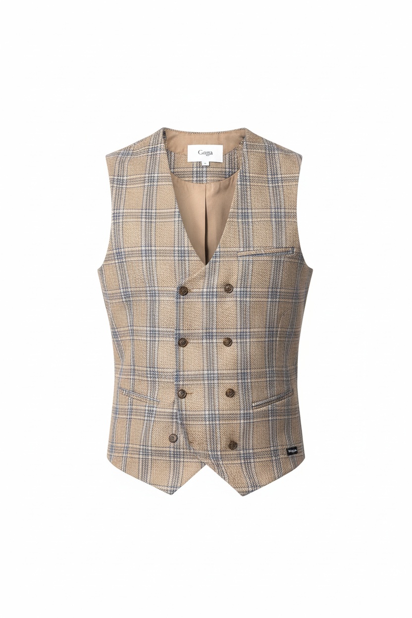 Classic Plaid Double-Breasted Vest zdjęcie 1