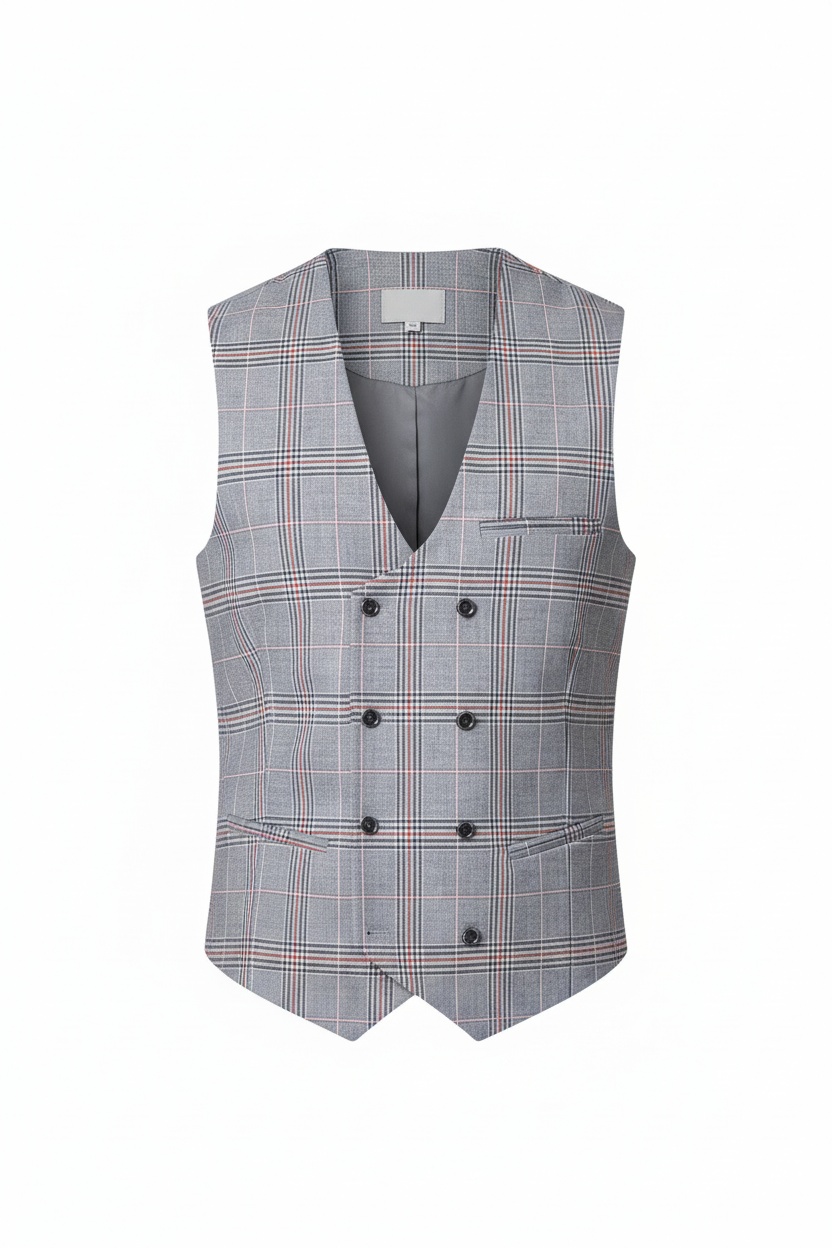 Plaid Double-Breasted Vest zdjęcie 1