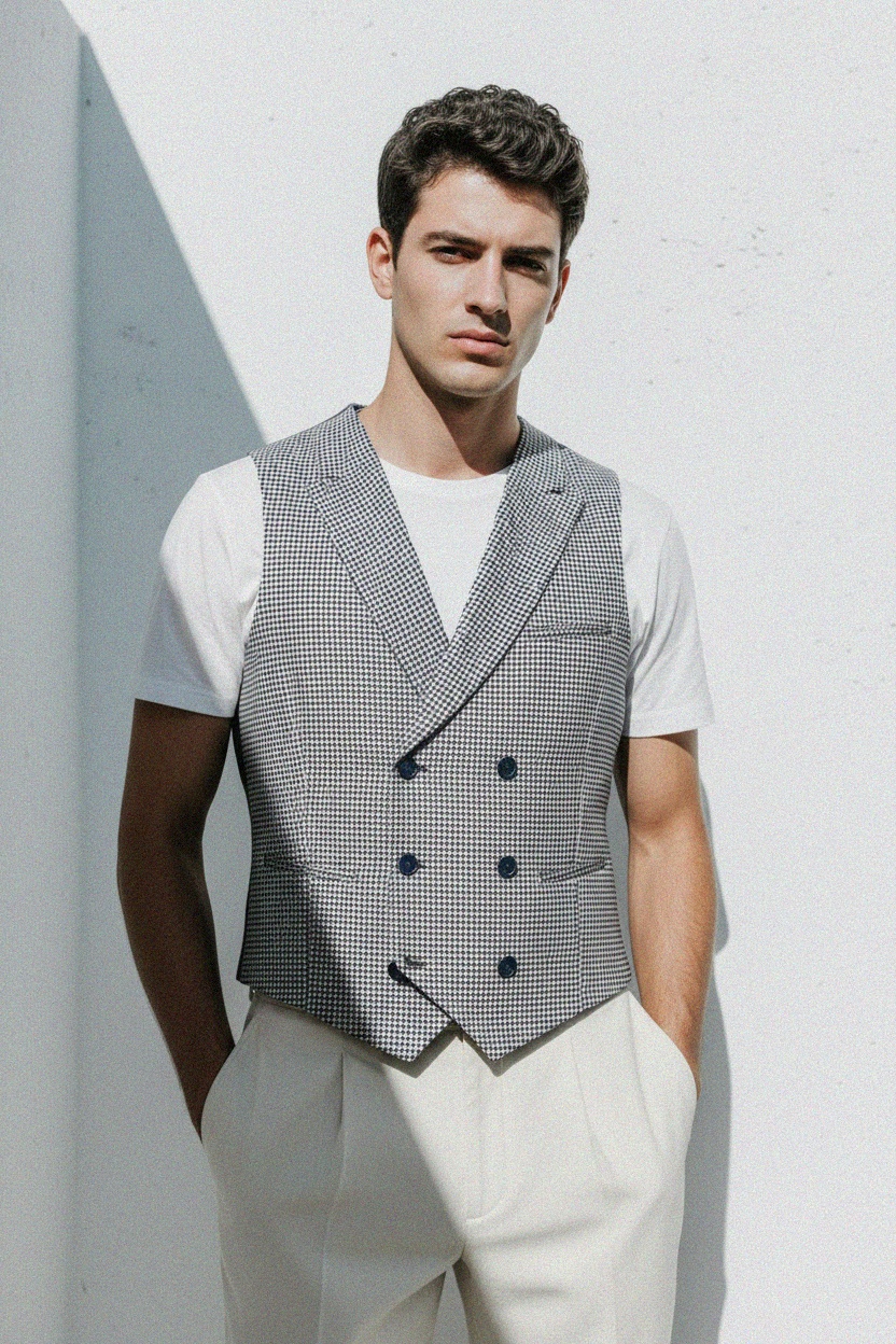 Stylowy, wzorzysty top dwurzędowy zdjęcie 3