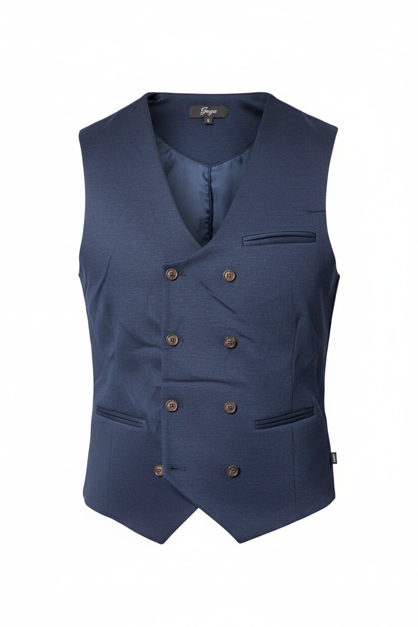 Tailored Blue Double-Breasted Vest zdjęcie 1