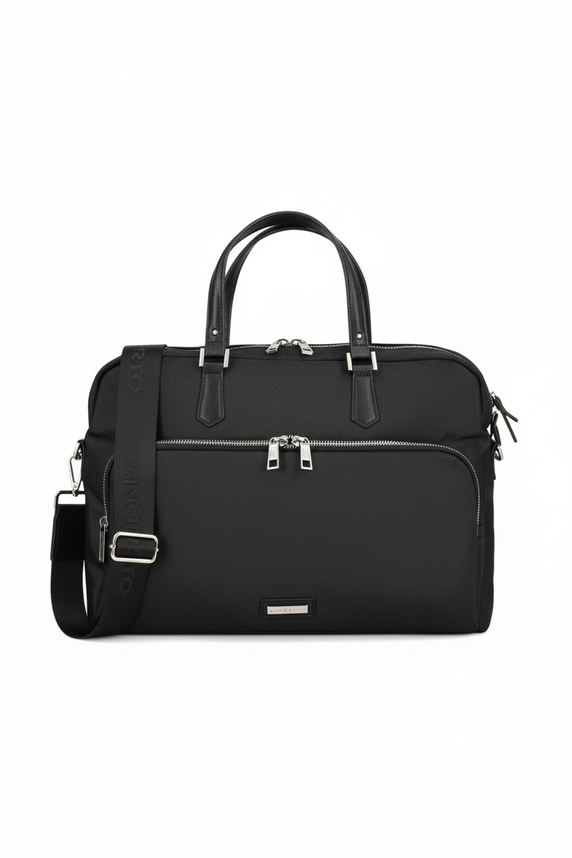 Sleek Black Business Bag with Handles and Shoulder Strap zdjęcie 1