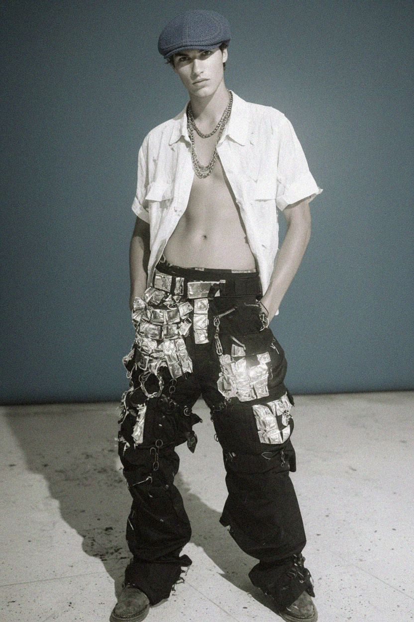 Klasyczna niebieska czapka z daszkiem w jodełkę zdjęcie 3